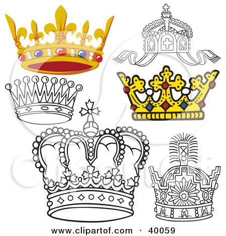 40059-Clipart-Illustration-Of-Six-Black-And-White-And-3d-Crowns.jpg